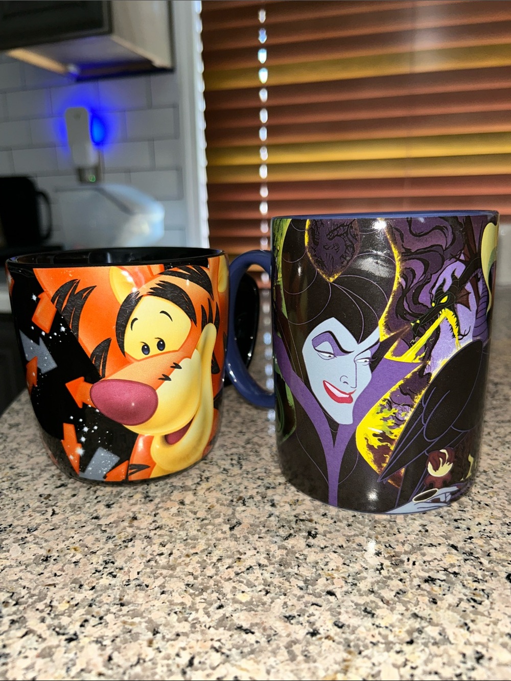 Disney Orange Tigger & Purple Maleficent Character Mugs